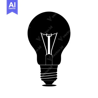 Premium design asset: A black and white silhouette of a standard light bulb