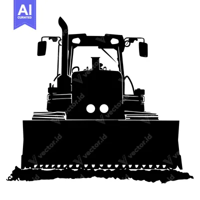 Aset premium populer: Black and White Silhouette of a Bulldozer