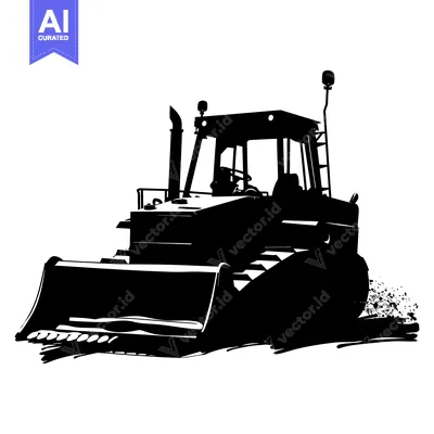 Aset premium populer: Black and White Silhouette of a Bulldozer