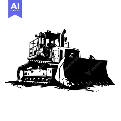 Aset premium populer: Black and White Silhouette of a Bulldozer