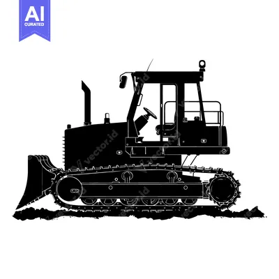 Aset premium populer: Black and White Silhouette of a Bulldozer