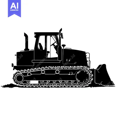 Aset premium populer: Black and White Silhouette of a Bulldozer