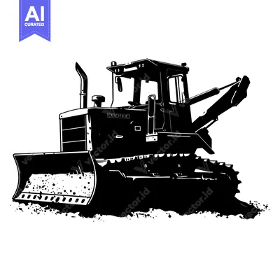 Premium design asset: Black and White Silhouette of a Bulldozer