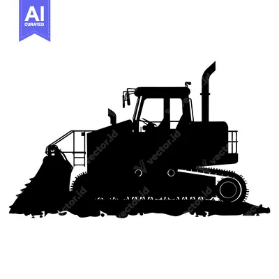 Aset premium populer: Black and White Silhouette of a Construction Bulldozer