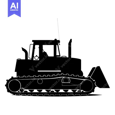 Premium design asset: Black and White Silhouette of a Bulldozer