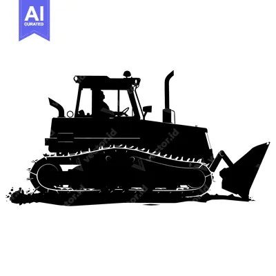 Aset desain premium: Black and White Silhouette of a Bulldozer