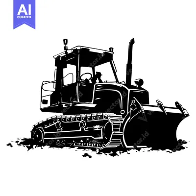 Aset premium populer: Black and White Silhouette of a Bulldozer