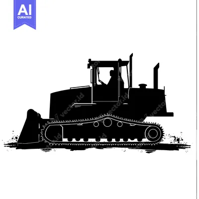 Aset premium populer: Silhouette of a Tractor with a Blade and Tracks