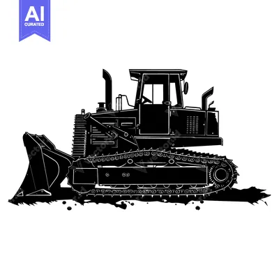 Popular premium asset: Black and White Silhouette of a Bulldozer