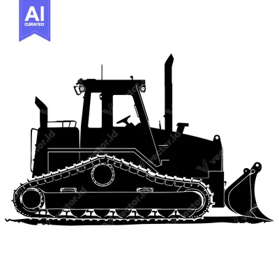Popular premium asset: Black and White Silhouette of a Bulldozer
