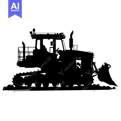Popular premium asset: Black and White Silhouette of a Construction Bulldozer