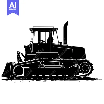 Aset premium populer: Black and White Silhouette of a Bulldozer