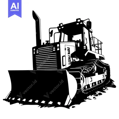 Aset premium populer: Black and White Illustration of a Bulldozer