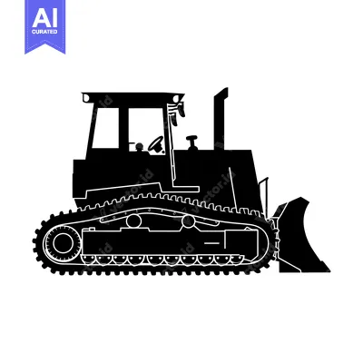 Aset premium populer: Black and white silhouette of a bulldozer