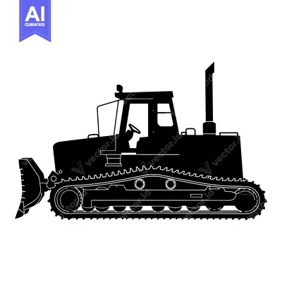 Aset premium populer: Black and White Silhouette of a Bulldozer