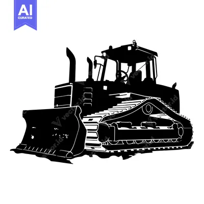 Aset premium populer: Black and White Silhouette of a Bulldozer