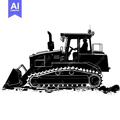 Aset premium populer: Black and White Silhouette of a Bulldozer