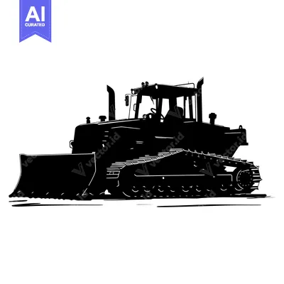 Aset premium populer: Black and White Silhouette of a Bulldozer