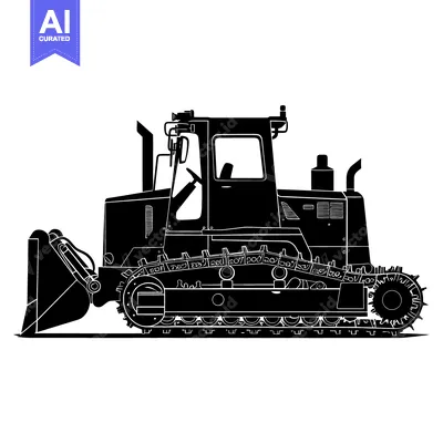 Aset premium populer: Black and White Silhouette of a Bulldozer