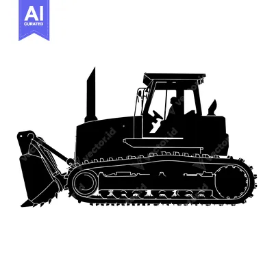 Aset desain premium: Black and White Silhouette of a Bulldozer