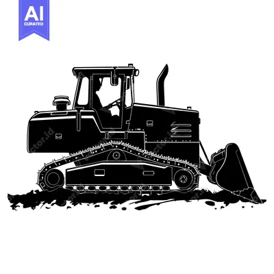 Aset premium populer: Black and White Silhouette of a Bulldozer
