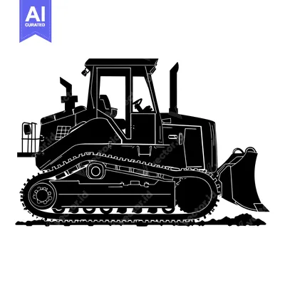 Aset premium populer: Silhouette of a Black Bulldozer with Tracks and a Blade