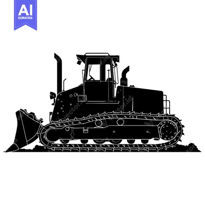 Premium design asset: Black and White Silhouette of a Bulldozer