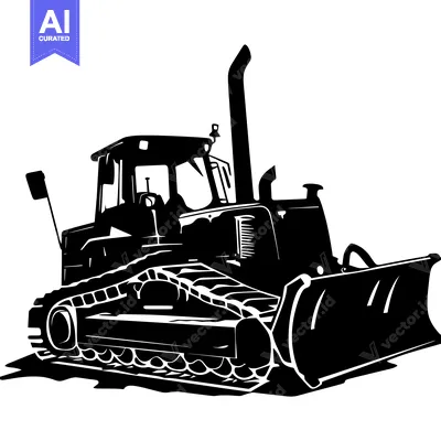 Aset premium populer: Black and White Silhouette of a Bulldozer