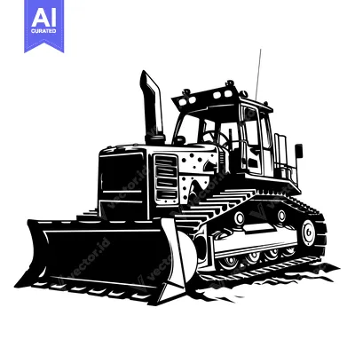 Aset premium populer: Black and White Illustration of a Bulldozer