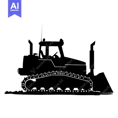 Popular premium asset: Black Silhouette of a Bulldozer with Tracks and Blade