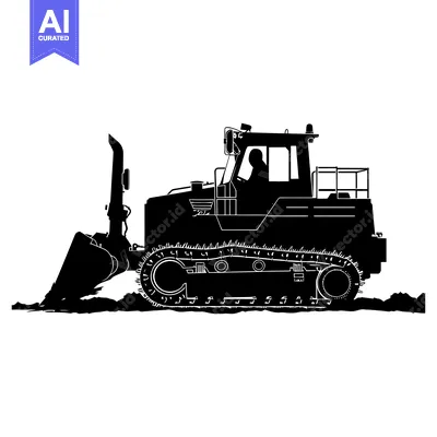 Aset premium populer: Black and White Silhouette of a Bulldozer