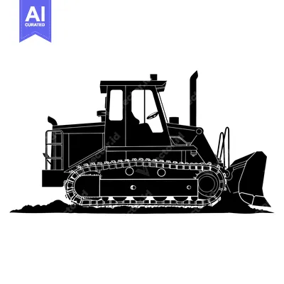 Aset premium populer: Black and White Silhouette of a Bulldozer