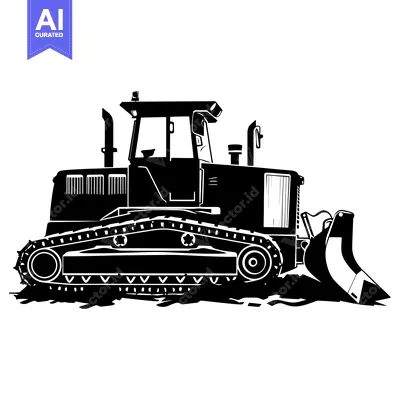 Popular premium asset: Black and White Silhouette of a Bulldozer