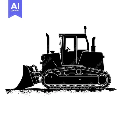 Aset premium populer: Black and White Silhouette of a Bulldozer on the Ground