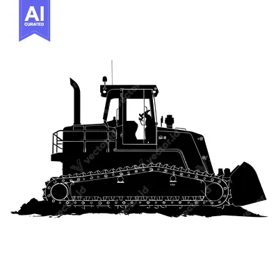 Popular premium asset: Black and White Silhouette of a Bulldozer