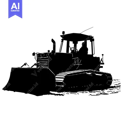Aset premium populer: Black and White Silhouette of a Bulldozer