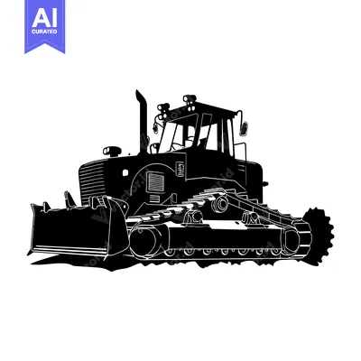 Popular premium asset: Black and White Silhouette of a Bulldozer with a Blade