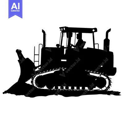 Premium design asset: Silhouette of a Bulldozer with an Operator in the Cab