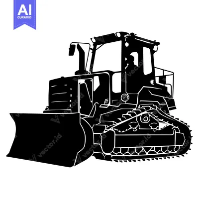 Aset premium populer: Black and White Silhouette of a Bulldozer