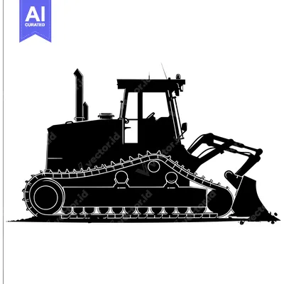 Black and white silhouette of a bulldozer
