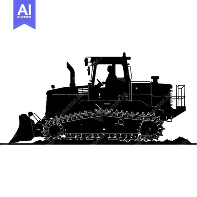 Aset premium populer: Black and White Silhouette of a Bulldozer with a Driver
