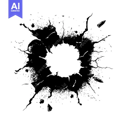 Aset premium populer: Bullet Hole with Scattered Debris and Bullets