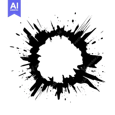 Aset premium populer: Black Ink Splashes Forming a Circle