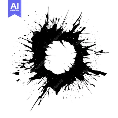 Aset premium populer: Abstract Black Ink Splashes Forming a Circular Shape