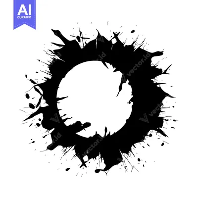 Premium design asset: Black Ink Splashes Forming a Circular Frame