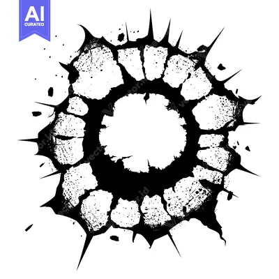 Aset desain premium: Abstract Black Spiky Circle with Inner White Space