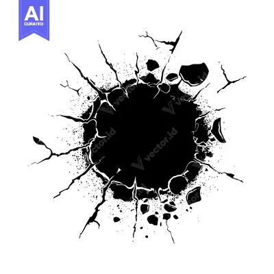 A Black Hole or Crater in a White Background