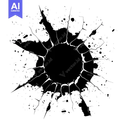 Aset premium populer: A Black Ink Splotch Exploding Outwards on a White Background