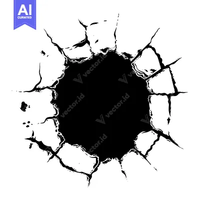 Aset desain premium: Black Hole-shaped Crack in a White Surface