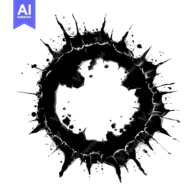Aset premium populer: Black Ink Splotch with Spiky Edges and Droplets